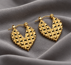 Golden Geometric Heart Earrings