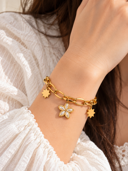 Golden Bloom Charm Bracelet