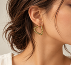 Golden Twisted Heart Hoops