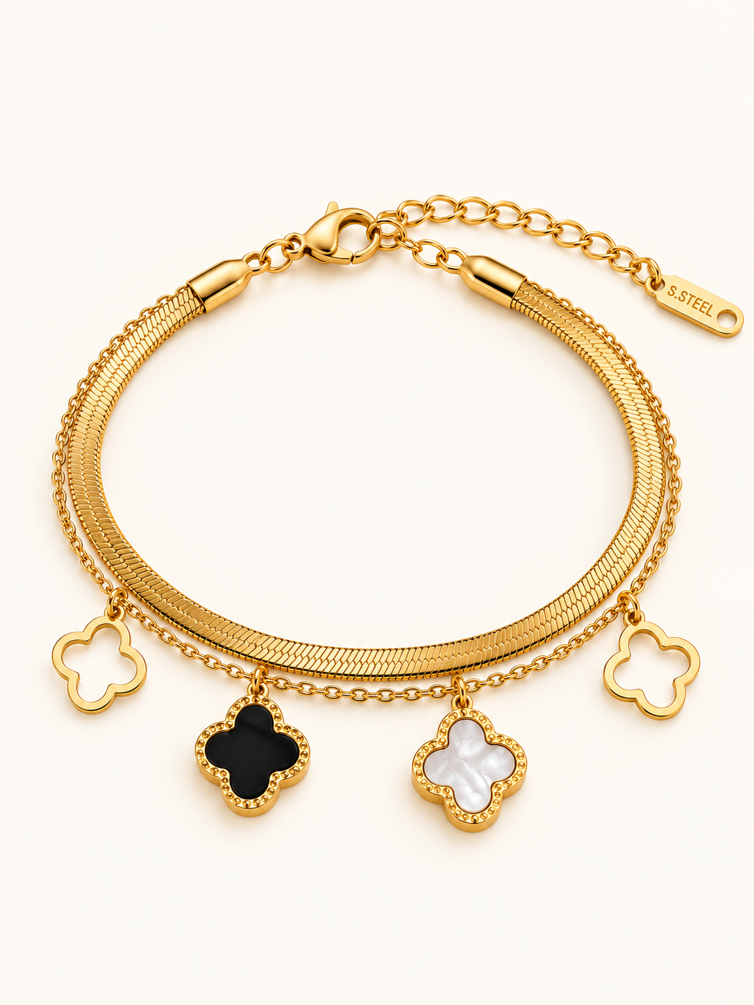 Golden Clover Charm Bracelet