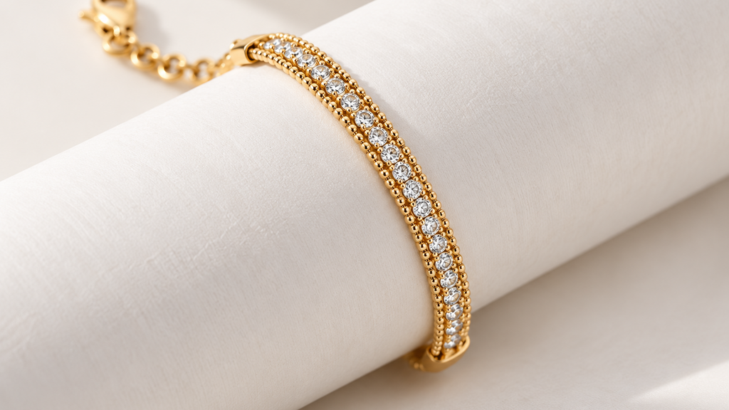 Golden Crystal Tennis Bracelet
