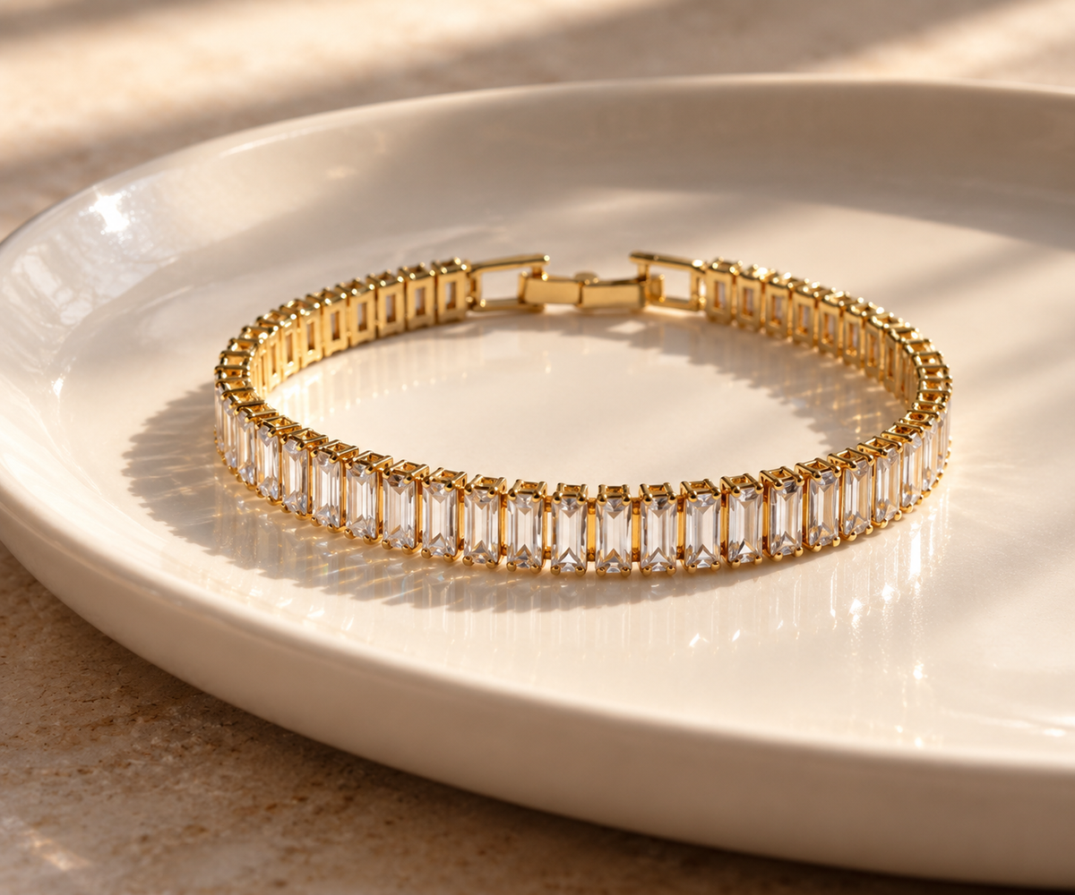 Golden Baguette Crystal Bracelet