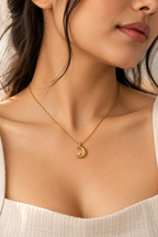 Golden Crescent Moon Necklace