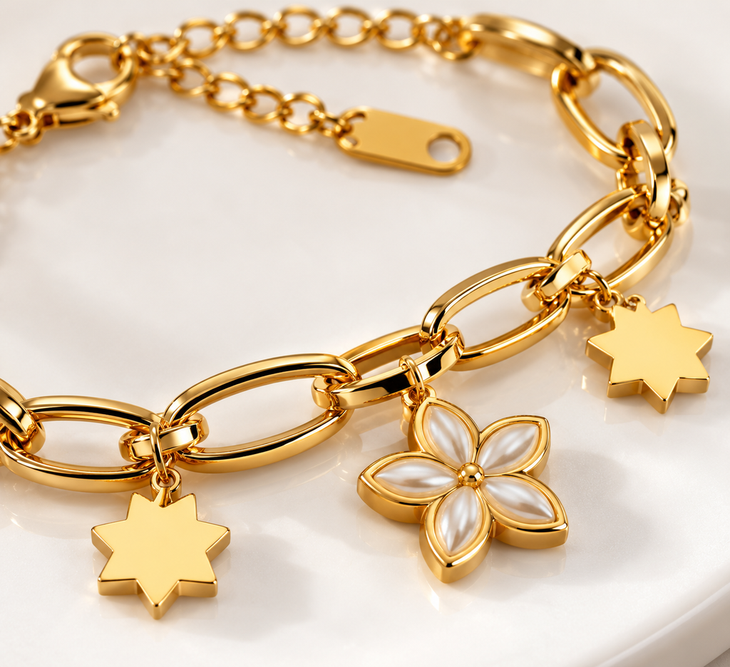 Golden Bloom Charm Bracelet