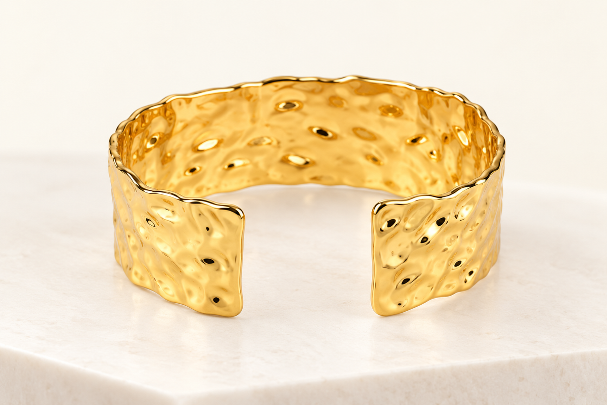 Golden Hammered Cuff Bracelet