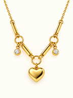 Golden Heart Charm Link Necklace