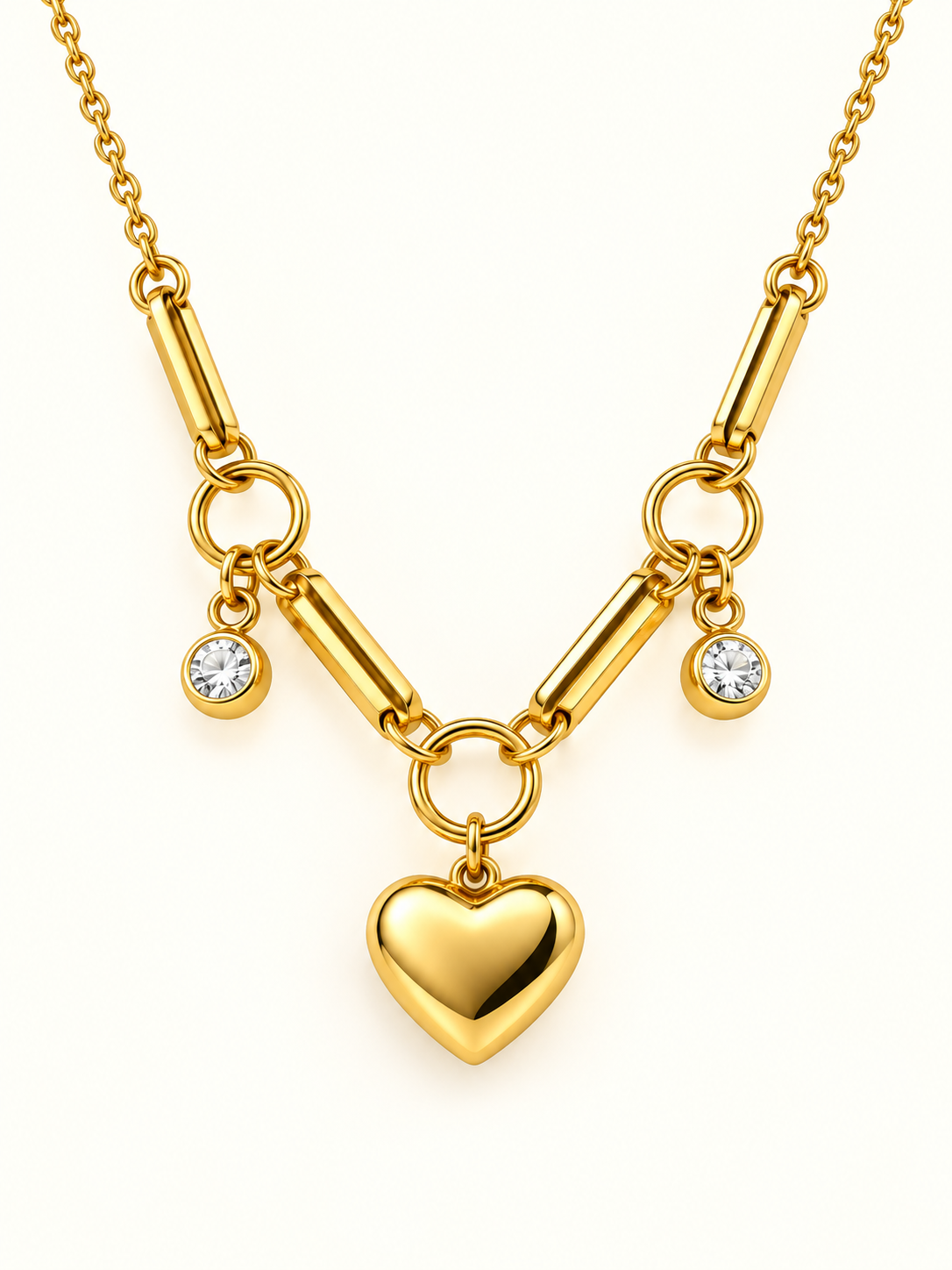 Golden Heart Charm Link Necklace
