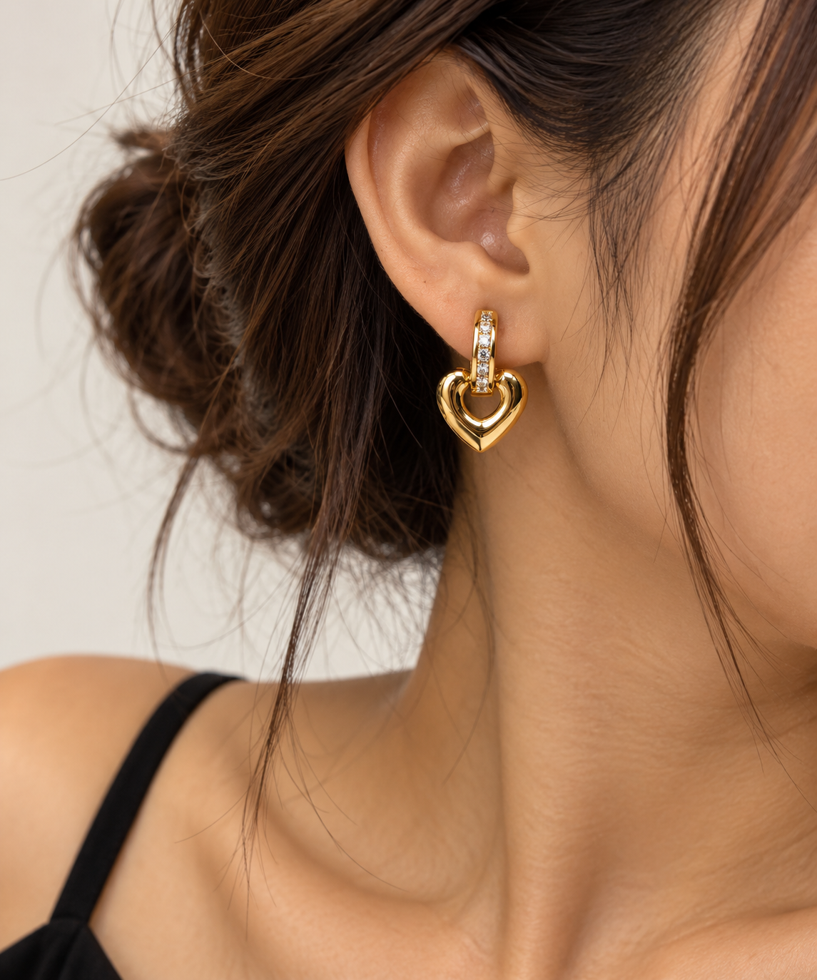 Golden Heart Drop Earrings