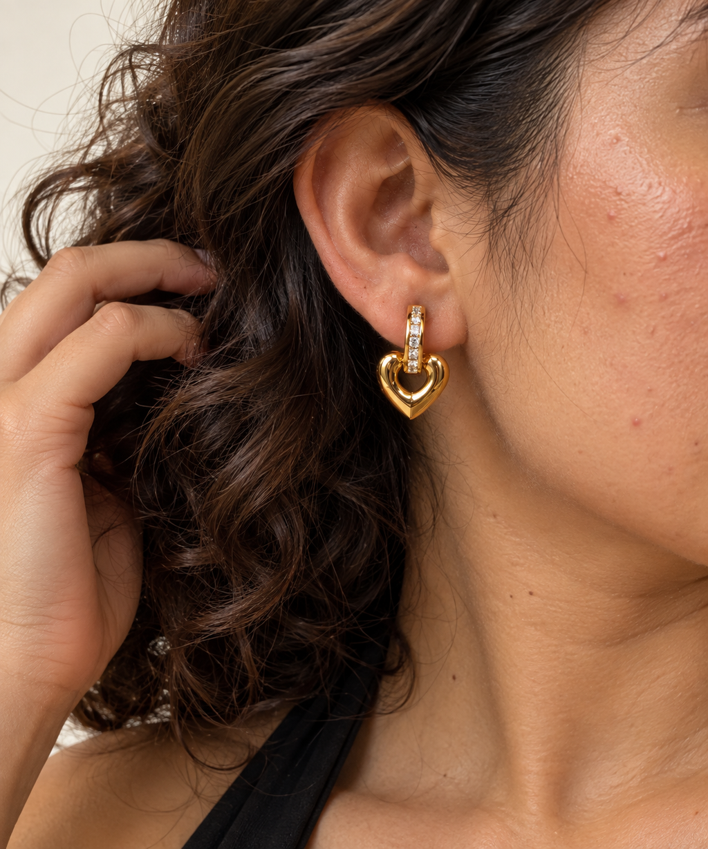 Golden Heart Drop Earrings
