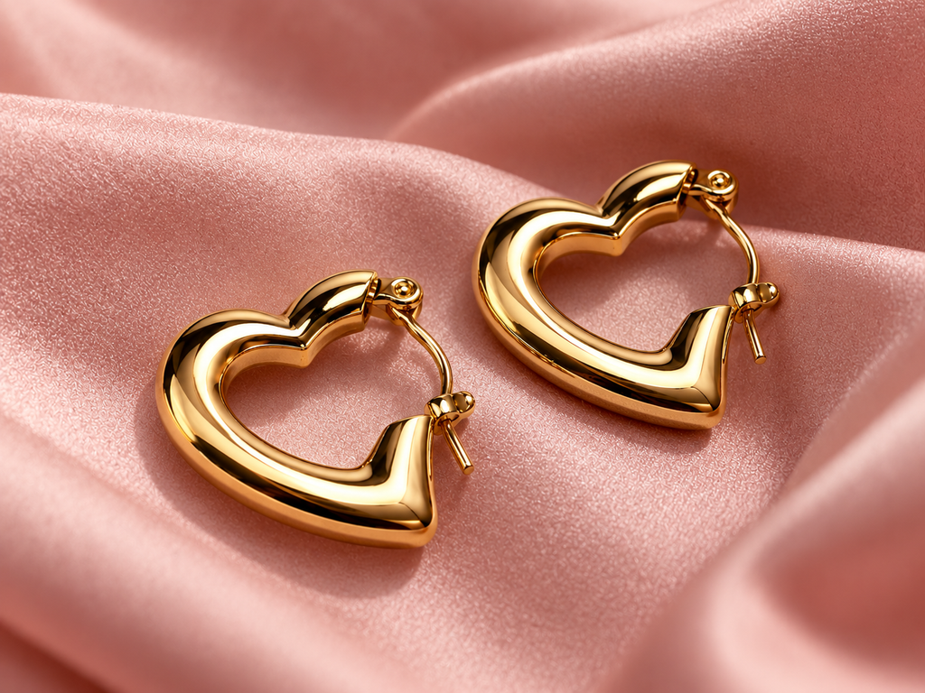 Golden Heart Hoop Earrings