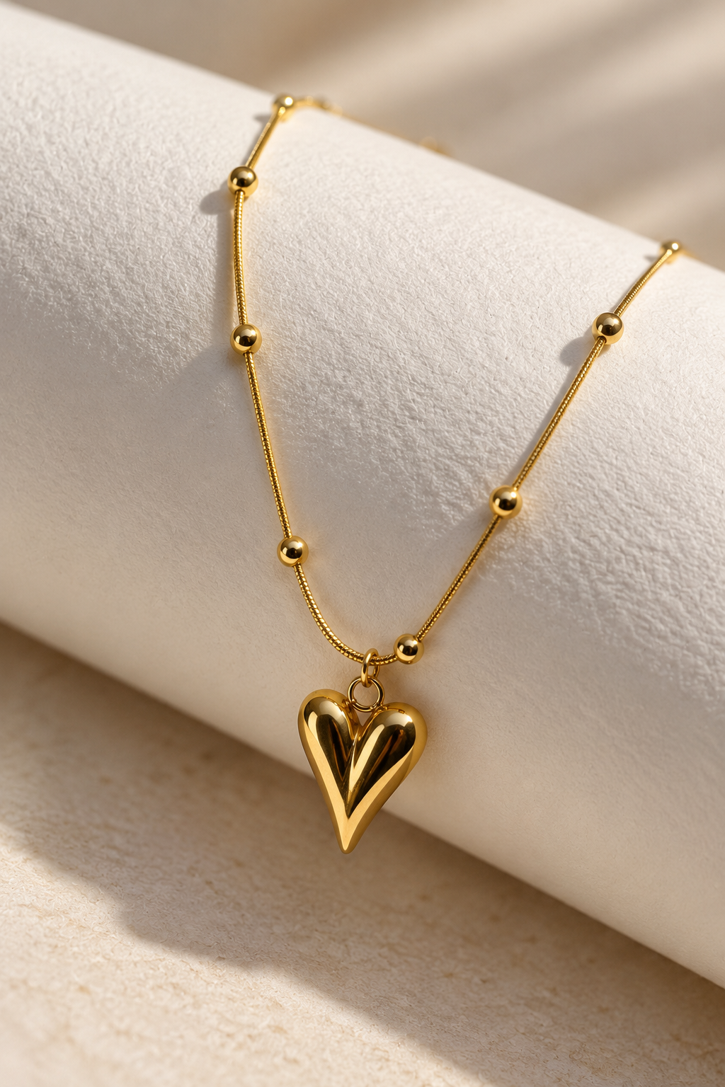 Sculpted Heart Beaded Necklace