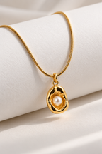 Golden Pearl Halo Necklace