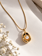Golden Pearl Halo Necklace