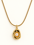 Golden Pearl Halo Necklace