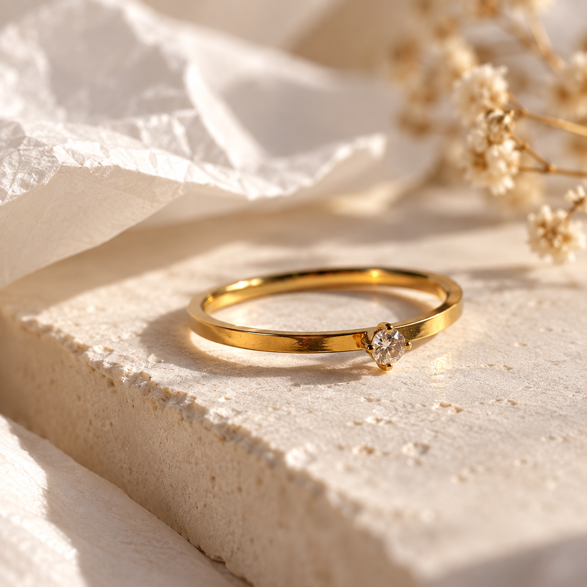 Solitaire Crystal Ring