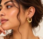 Golden Hammered Luxe Hoop Earrings