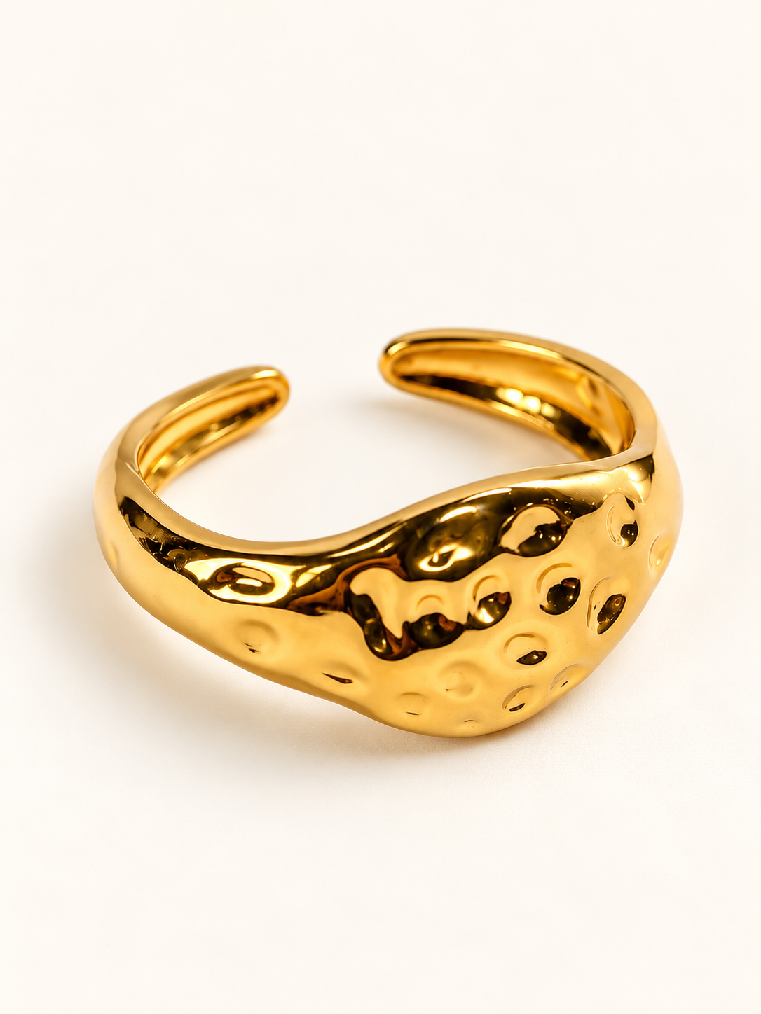 Golden Hammered Statement Ring