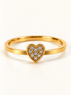 Golden Crystal Heart Ring