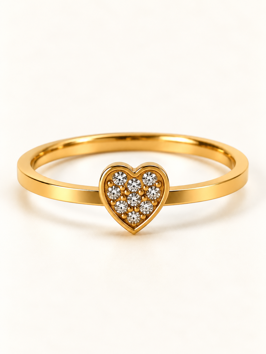 Golden Crystal Heart Ring