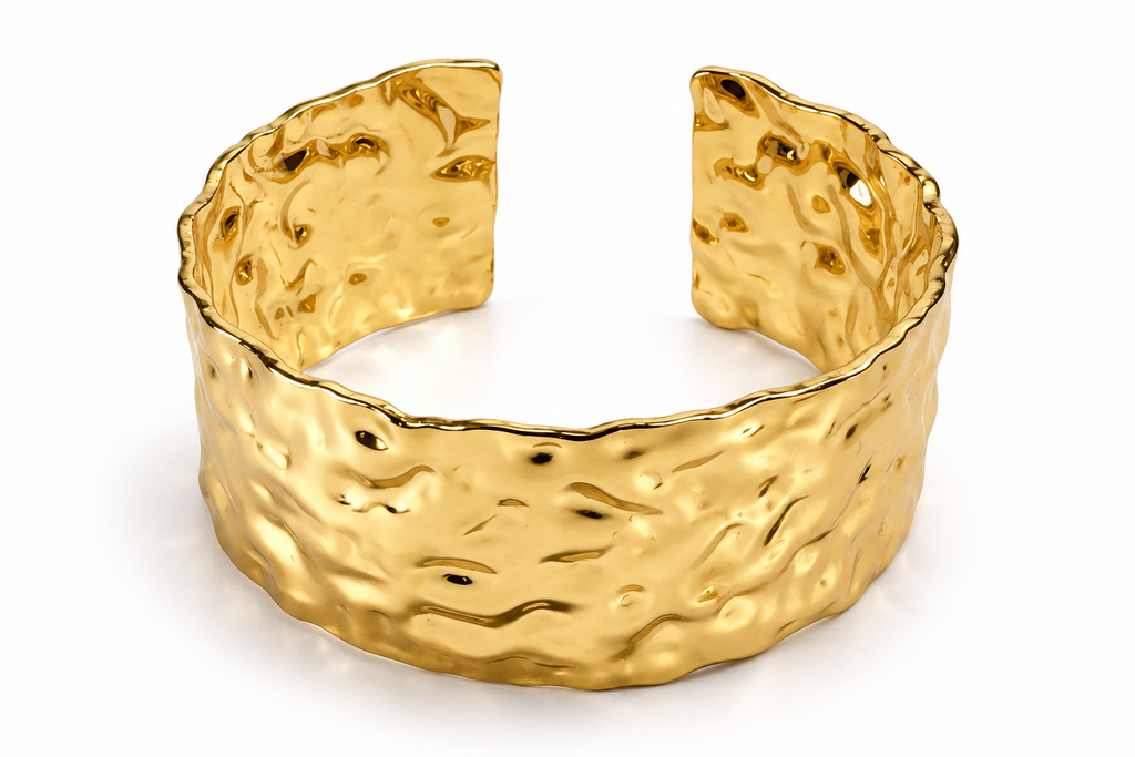 Golden Hammered Cuff Bracelet