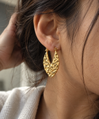 Golden Hammered Teardrop Earrings
