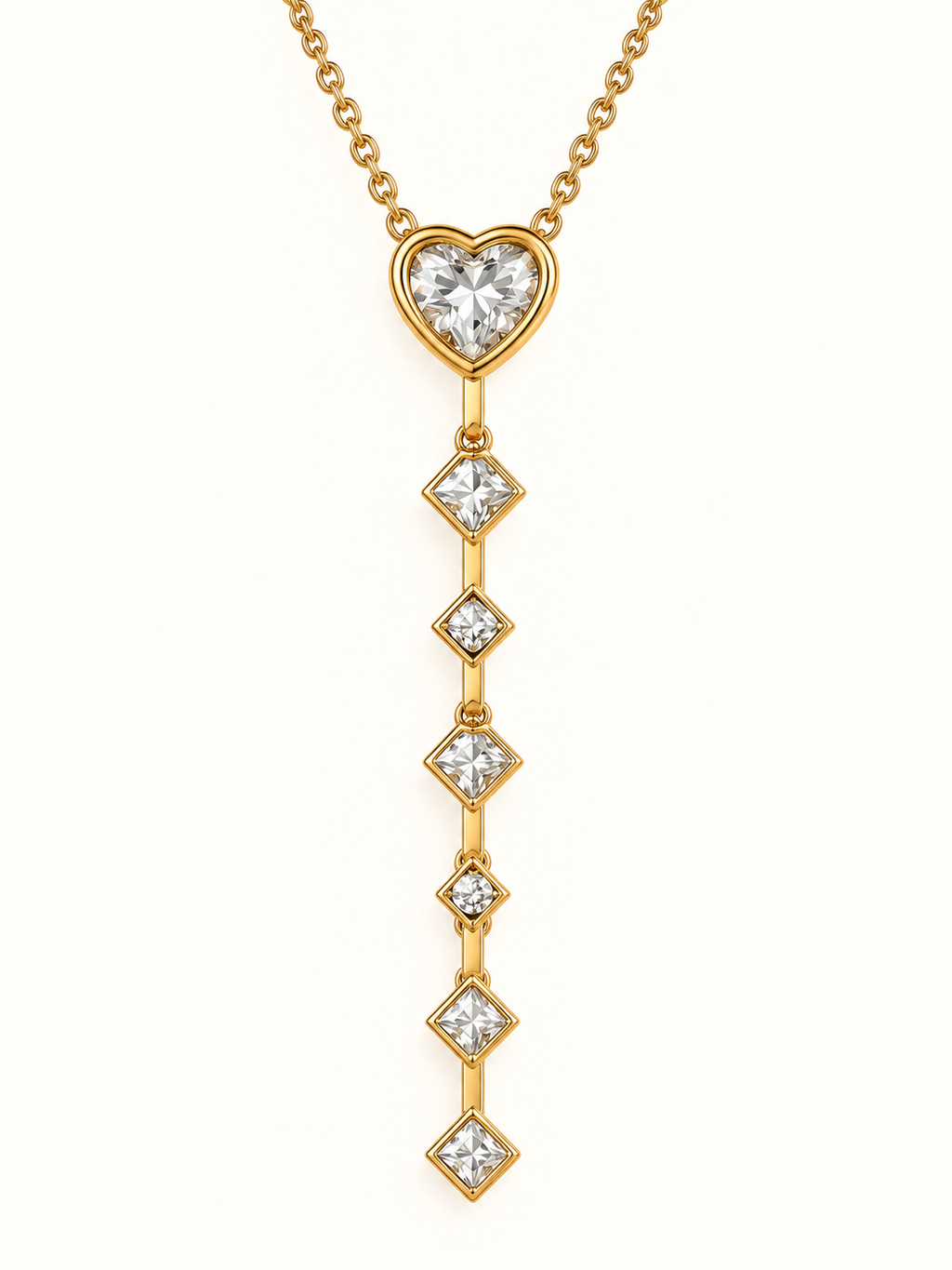 Crystal Heart Lariat Necklace