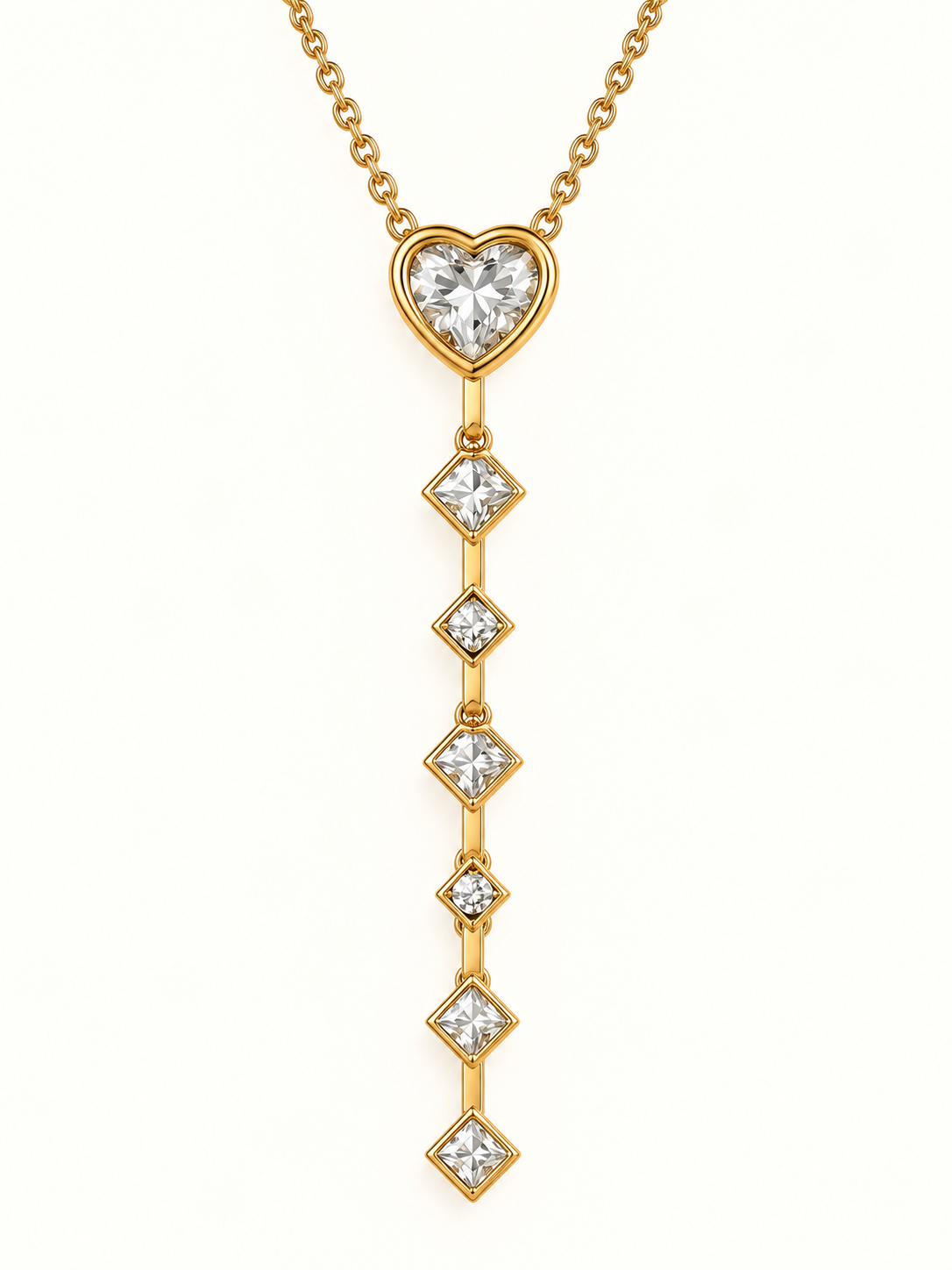 Crystal Heart Lariat Necklace