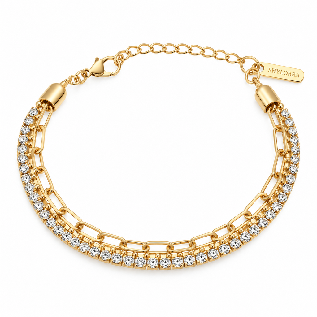 Golden Crystal Layered Bracelet