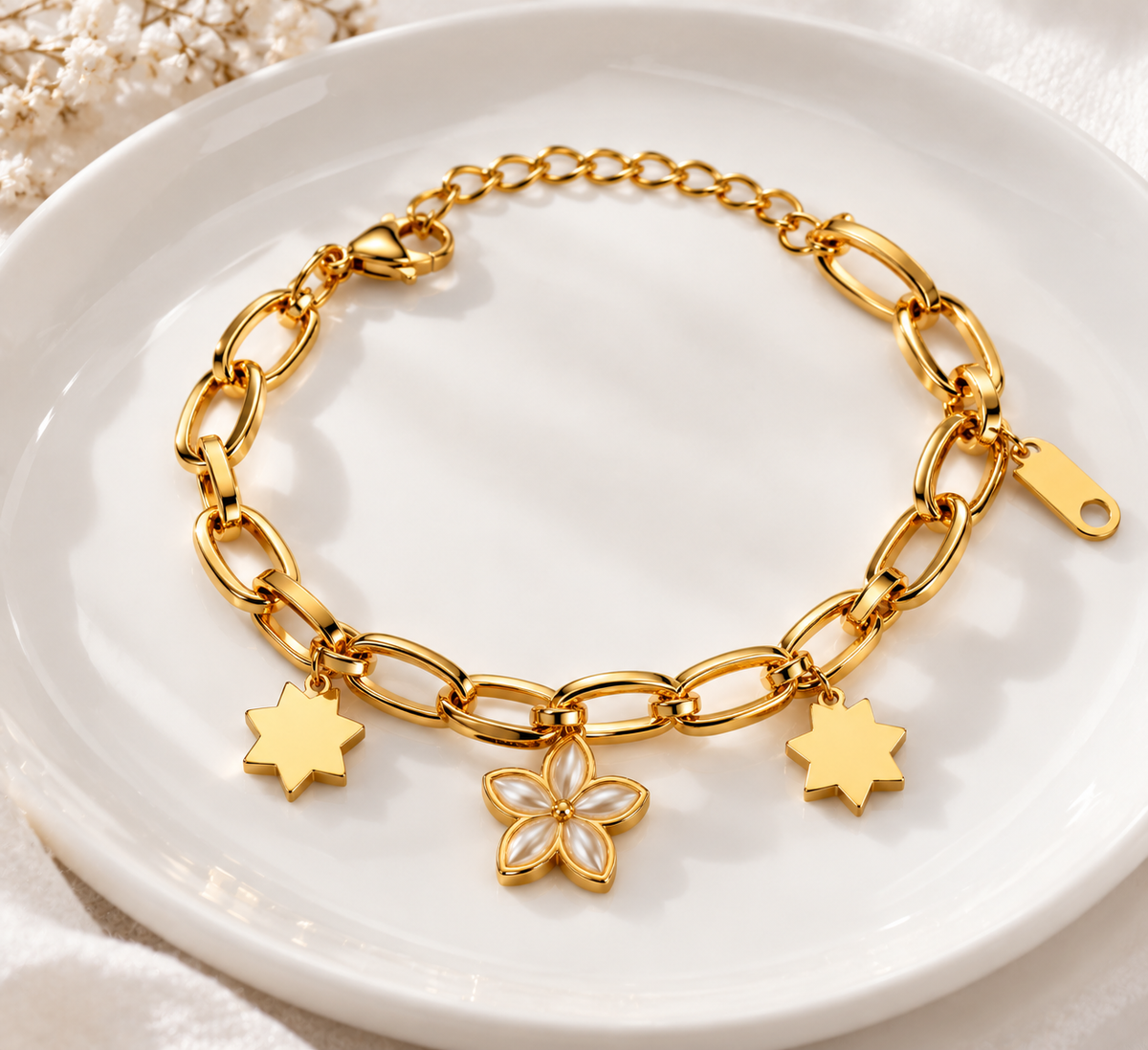 Golden Bloom Charm Bracelet