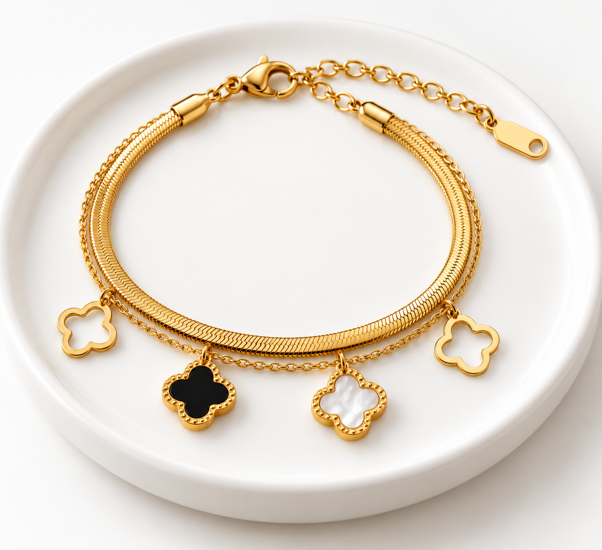 Golden Clover Charm Bracelet