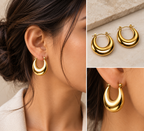 Golden Bold Crescent Hoops