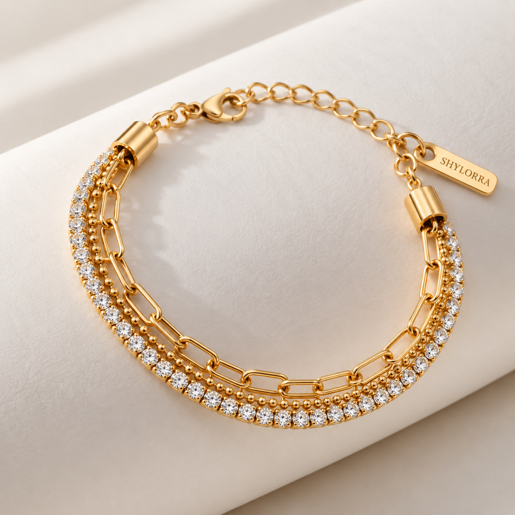 Golden Crystal Layered Bracelet