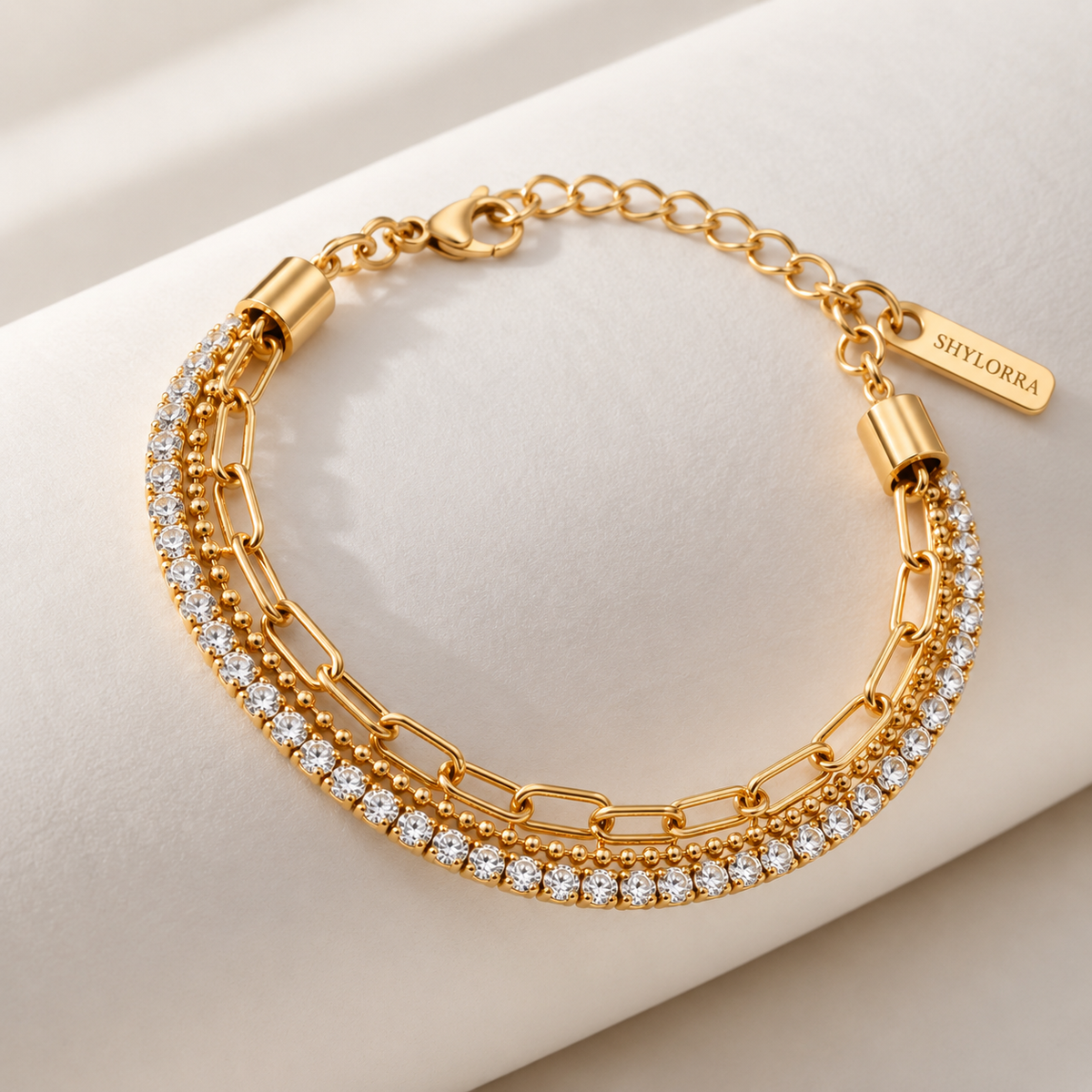 Golden Crystal Layered Bracelet