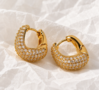 Golden Crystal Heart Hoop Earrings