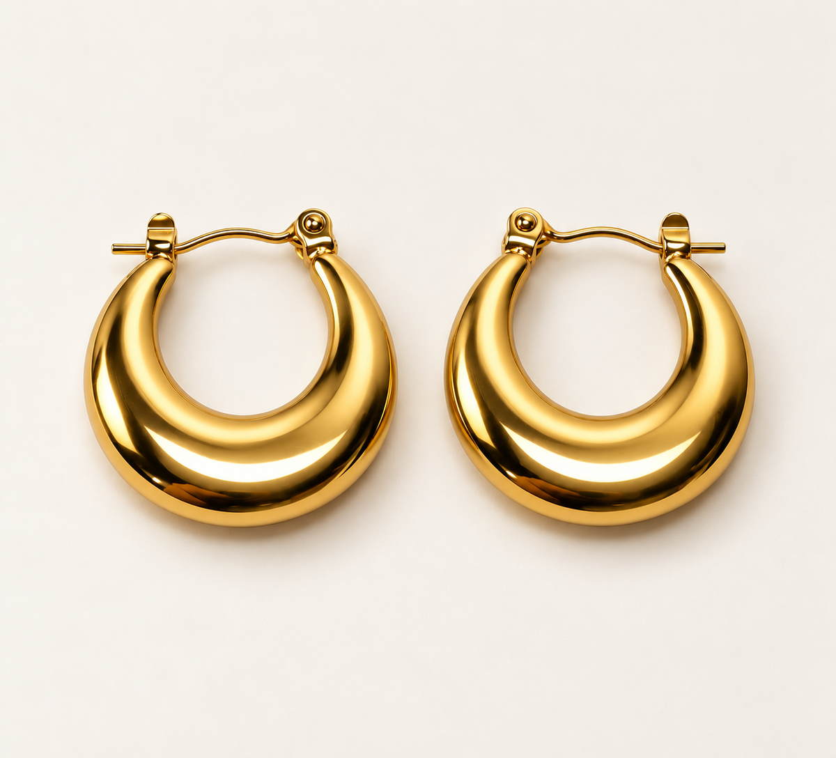 Golden Bold Crescent Hoops