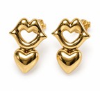 Golden Outline Heart Stud Earrings