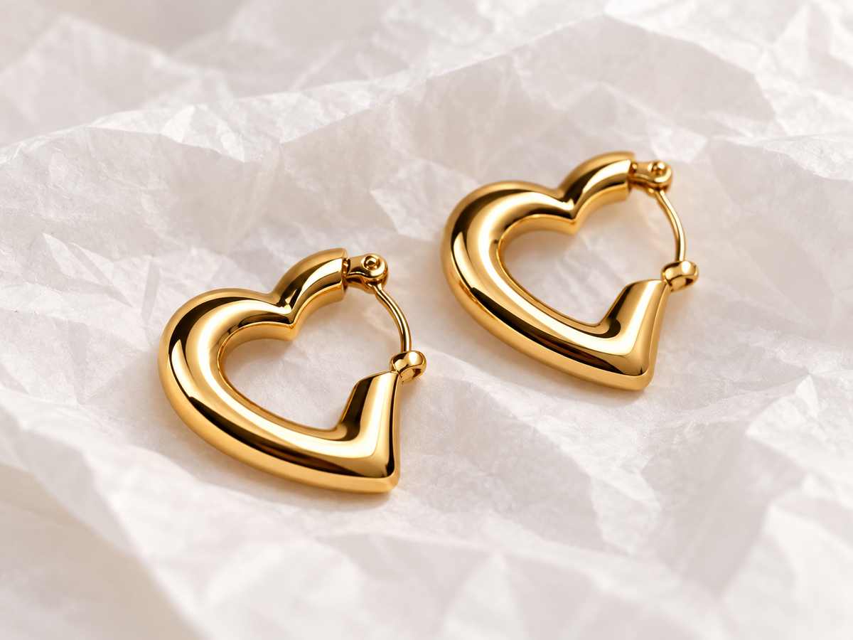 Golden Heart Hoop Earrings