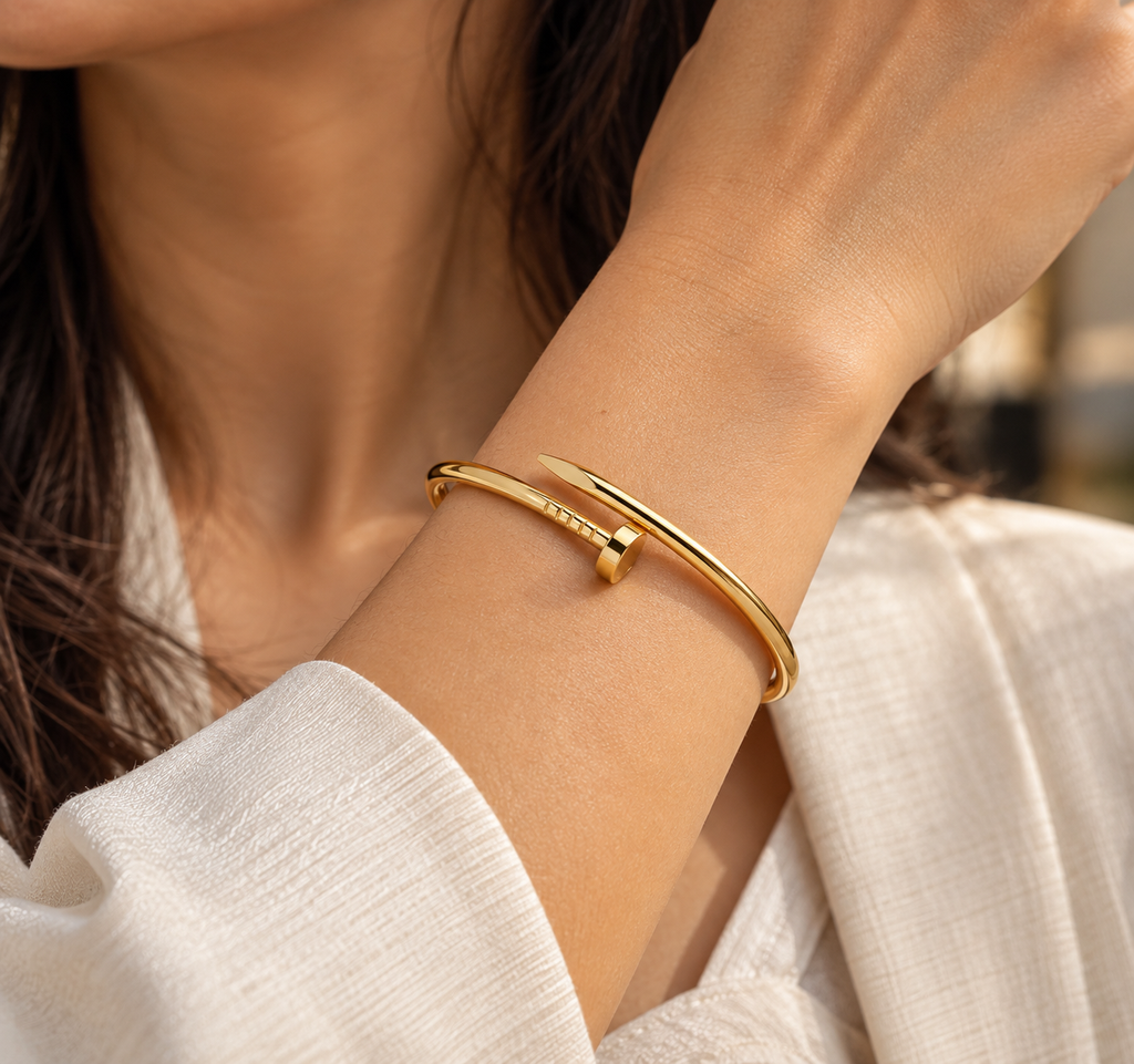 Golden Nail Cuff Bracelet