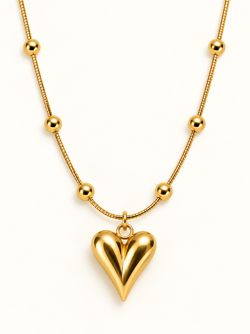 Sculpted Heart Beaded Necklace