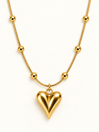 Sculpted Heart Beaded Necklace