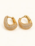 Golden Crystal Heart Hoop Earrings