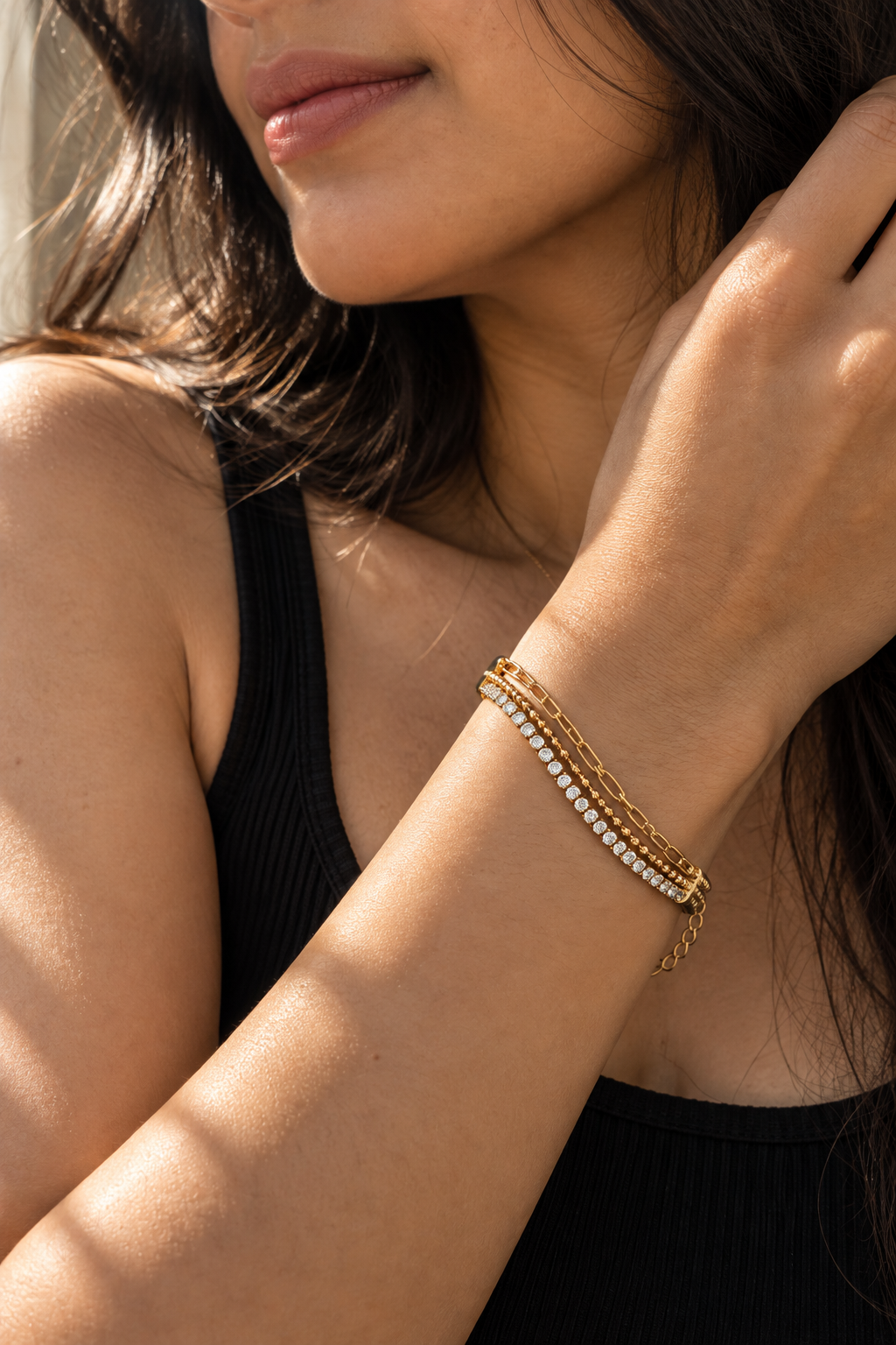 Golden Crystal Layered Bracelet