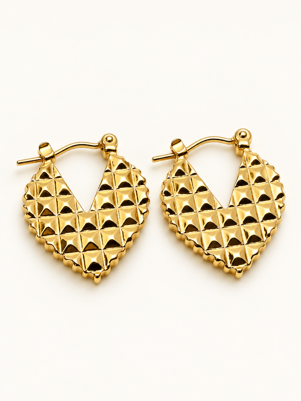 Golden Geometric Heart Earrings