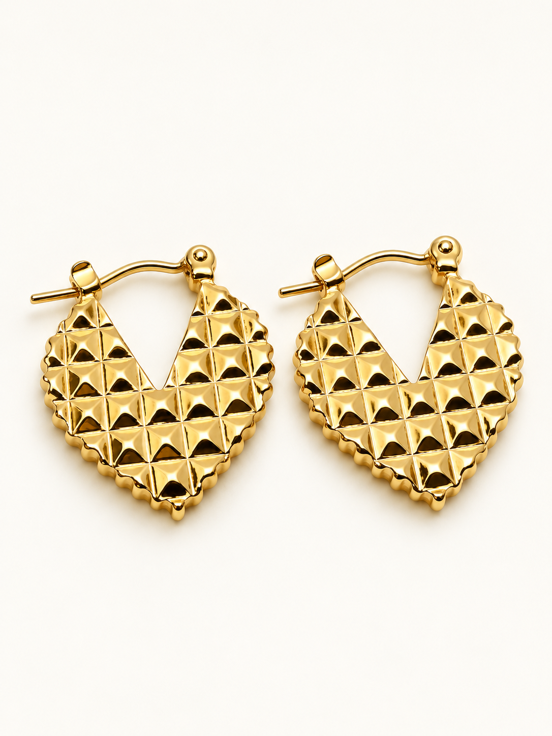 Golden Geometric Heart Earrings