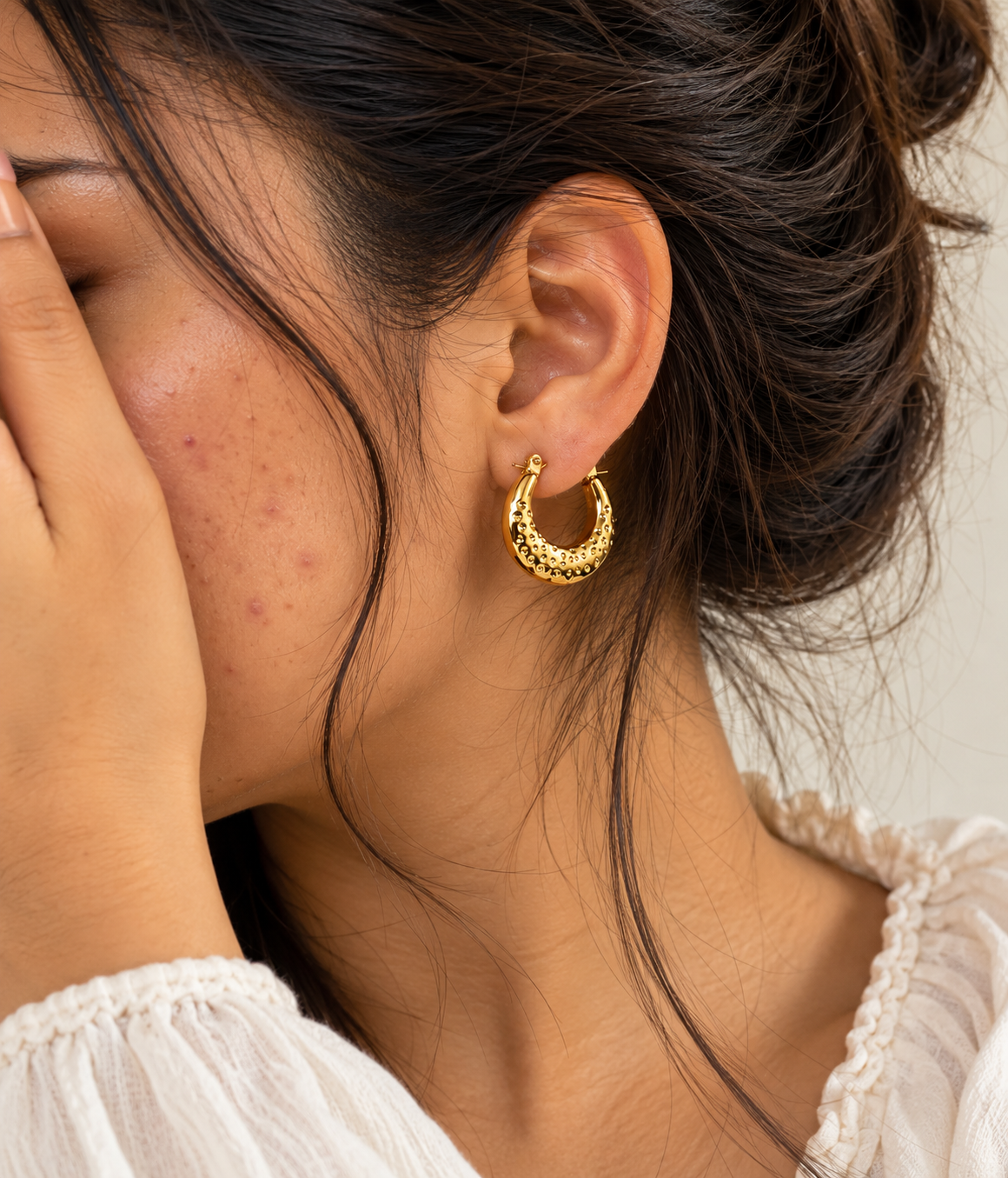 Golden Hammered Luxe Hoop Earrings