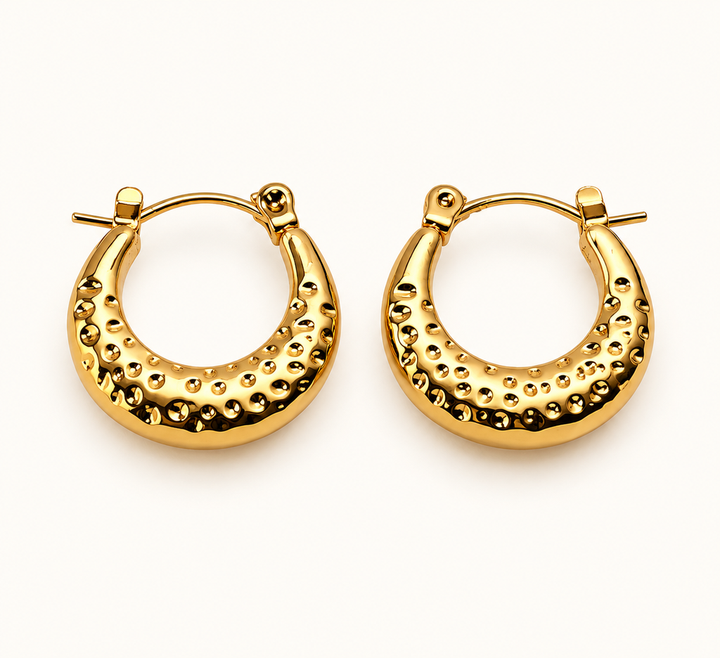 Golden Hammered Luxe Hoop Earrings