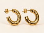 Golden Hammered Open Hoop Earrings