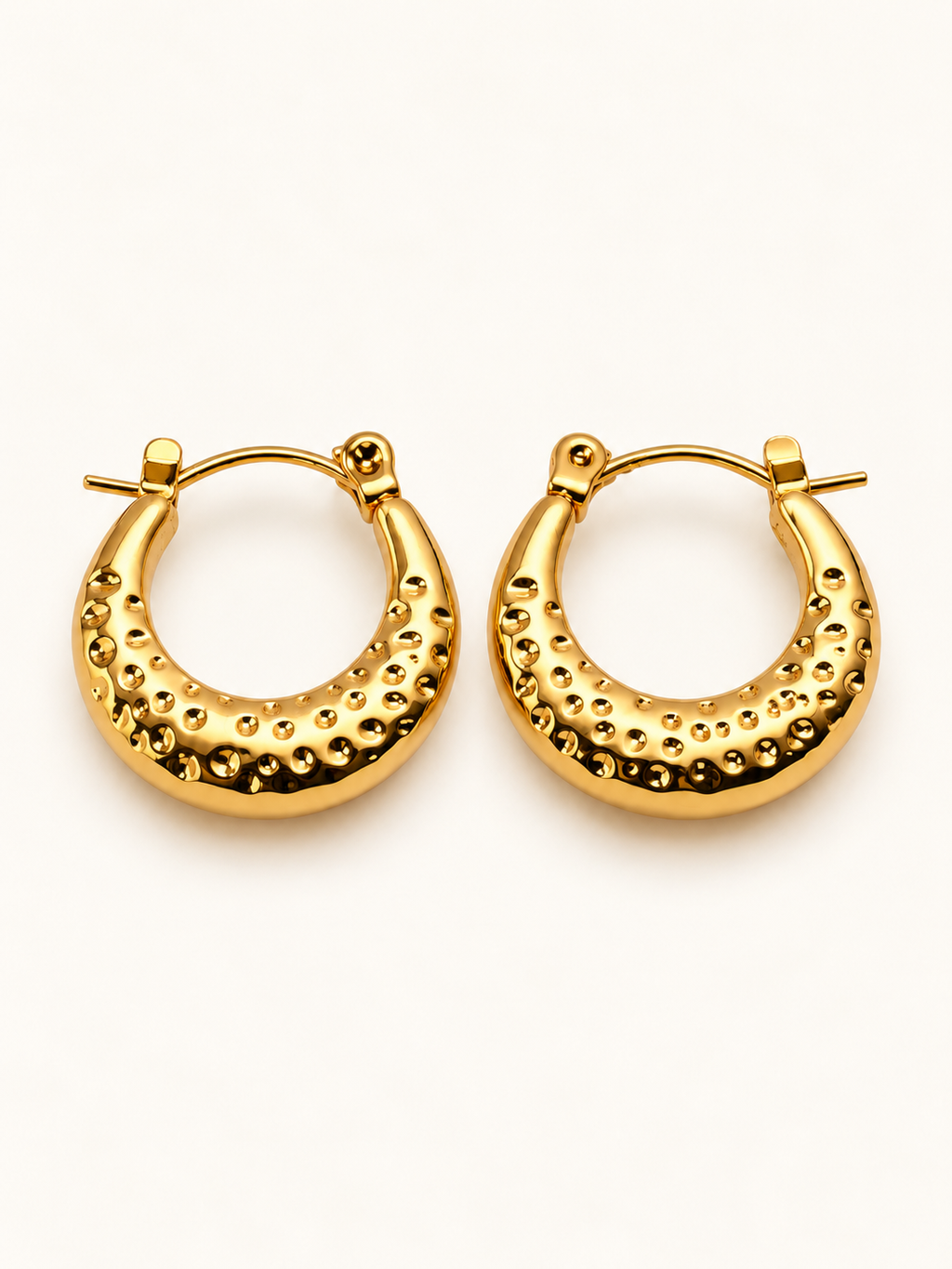 Golden Hammered Luxe Hoop Earrings