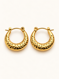 Golden Hammered Luxe Hoop Earrings