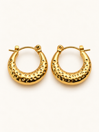 Golden Hammered Luxe Hoop Earrings